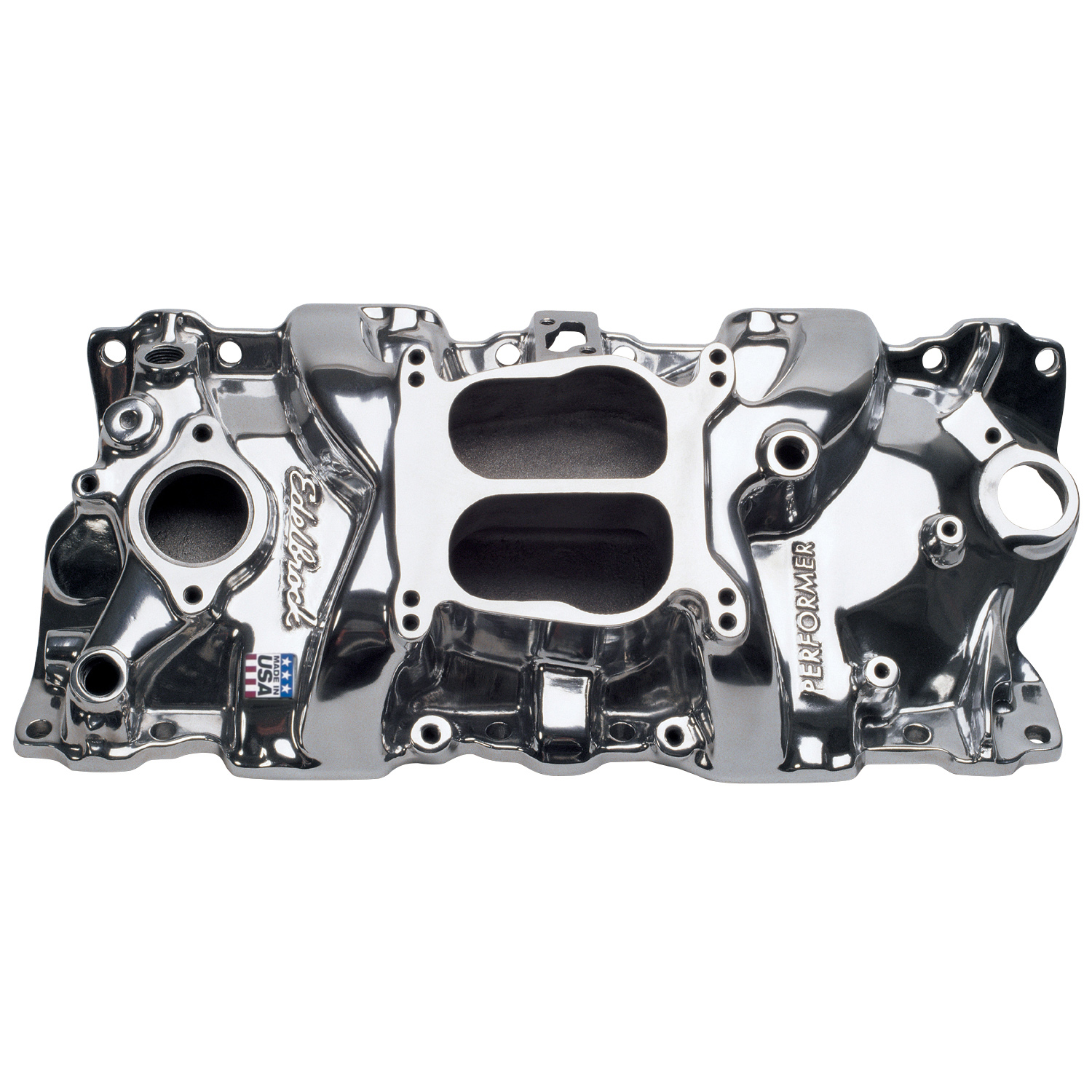 (image for) Performer Intake Manifold for 1955-86 Small-Block Chevy, Polished Finish