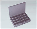 (image for)  16 COMPARTMENT METAL BOX WITH CATCH W 18 x H 3 x D 12 - Click Image to Close