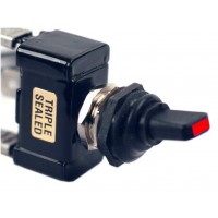 (image for) #13-140 SEALED SWITCH /RED LED TIP/ SINGLE POLE-12V- ON-OFF/ 30A - Click Image to Close