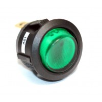 (image for) #14-321 LIGHTED/SINGLE POLE-12V-OFF-ON-10AMP/ROUND GREEN - Click Image to Close