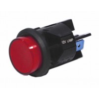 (image for) #15-135 LIGHTED PUSH BUTTON/12V-ON-OFF-16AMP/ROUND RED LENS - Click Image to Close