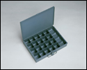 (image for)  21 compartment metal box with catch W 13 3/8 x H 2 x D 9 1/4