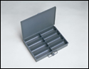 (image for)  8 COMPARTMENT METAL BOX WITH CATCH W 13 3/8 x H 2 x D 9 1/4