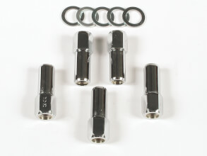 (image for) MG4303G Mr. Gasket Competition Open End Style Lug Nuts - Set Of 5 1/2-20, Overall Length 2-1/4 Inch, Hex Size 13/16 Inch, Shank Length 1-3/8 Inch, Shank Diameter .680 Inch
