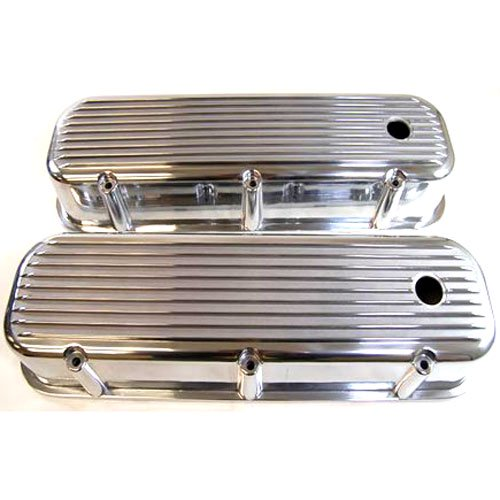 (image for) #R6280 POLISHED ALUMINUM BB CHEVY "FINNED" VALVE COVER - Click Image to Close