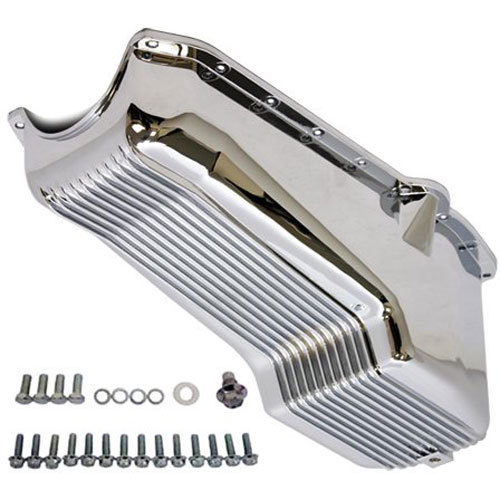(image for) #R8442 POLISHED ALUMINUM 65-79 SB OIL PAN (DIPSTICK ON DRIVER'S