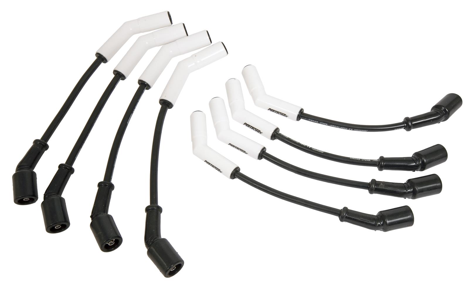 (image for) Wires, 8MM GM LS 45° White Ceramic Boot; Black wire