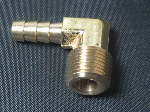 (image for) 90 DEG 1/2 NPT TO 5/8 BARB BRASS - Click Image to Close