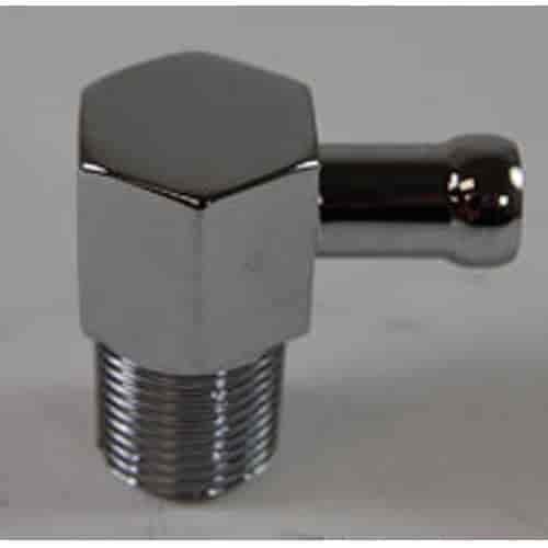 (image for) R4532 CHROME ALUMINUM 90 DEGREE FITTING 3/8" MALE WITH 3/8" HOSE BARB