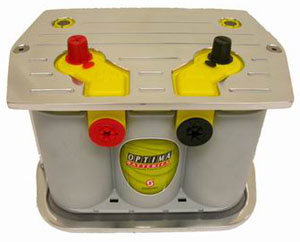 (image for) #R6323 Polished Aluminum "Optima" Battery Mount (Yellow Top) - Click Image to Close