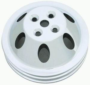 (image for) #R9479 Polished Alum SB Chevy V8 Double Groove WTR Pump Pulley -