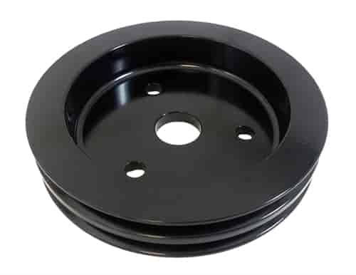 (image for) R9481BK BLACK ANODIZED ALUMINUM SB CHEVY V8 DOUBLE GROOVE CRANKSHAFT PULLEY - SWP LOWER - Click Image to Close