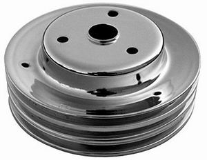 (image for) Chrome SB Chevy 283-350 V8 Triple Groove Crankshaft Pulley - LWP