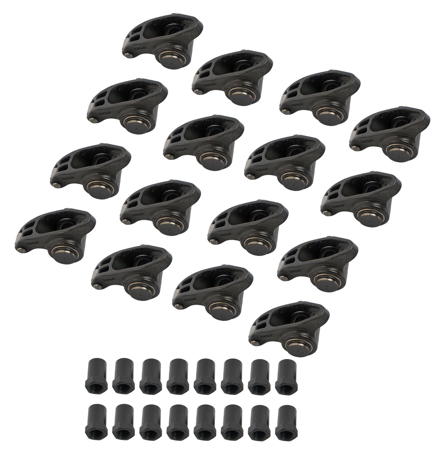 (image for) Rocker Arms, Stud Mount, Full Roller, Steel, 1.6 Ratio, Fits 3/8 in. Stud, Ford, Small Block, Set of 16