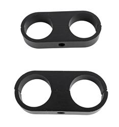 (image for) Hose and Line Mounting Clamps, 2 Hose Capacity, Aluminum, Black Anodized, 1.000 in. Hose O.D., Pair