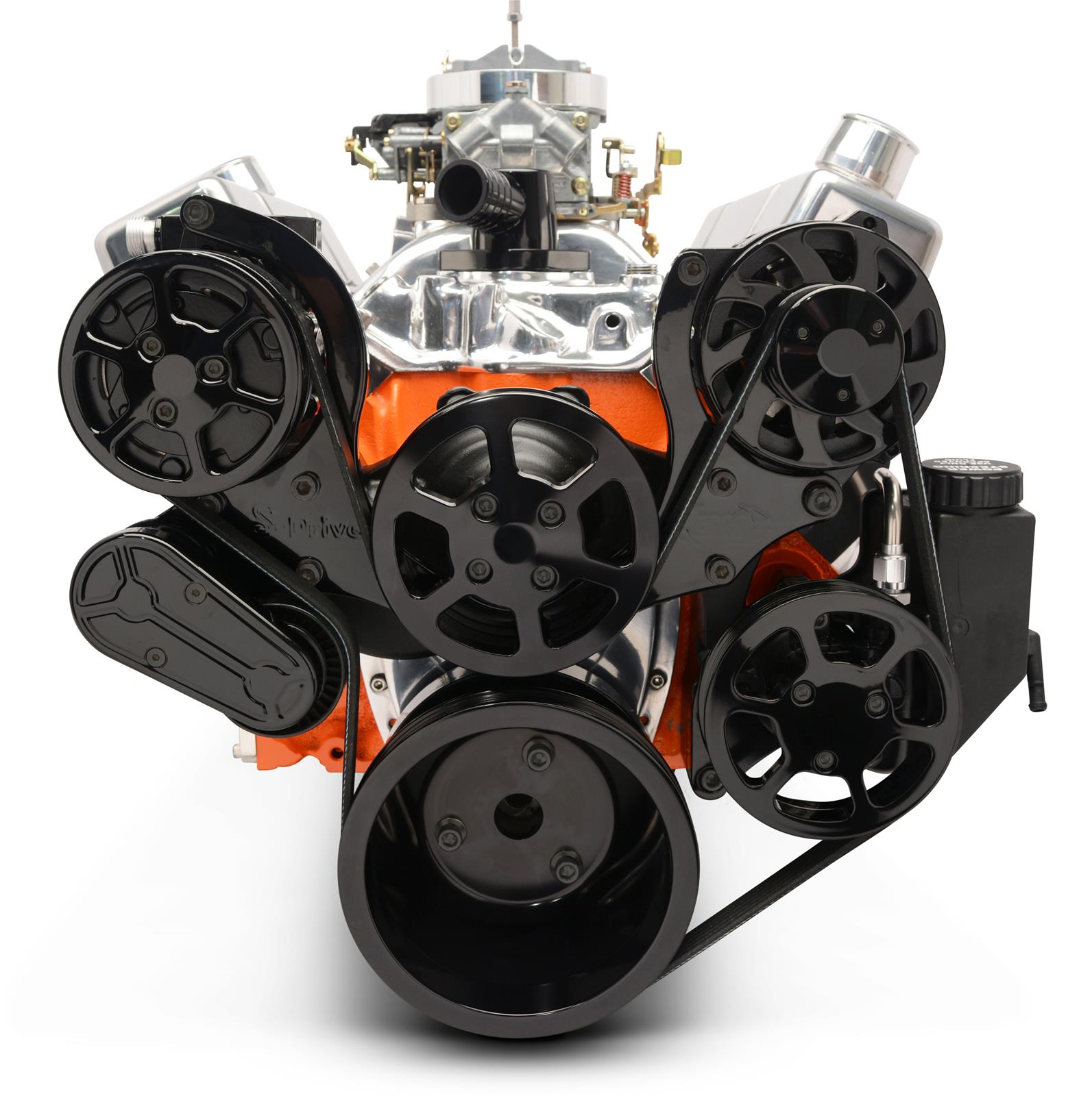 (image for) Pulley Kit,8 rib serpentine,Chevy Big SERP KIT RAVEN 8 RIB Color: Gloss Black Fusioncoat Finish