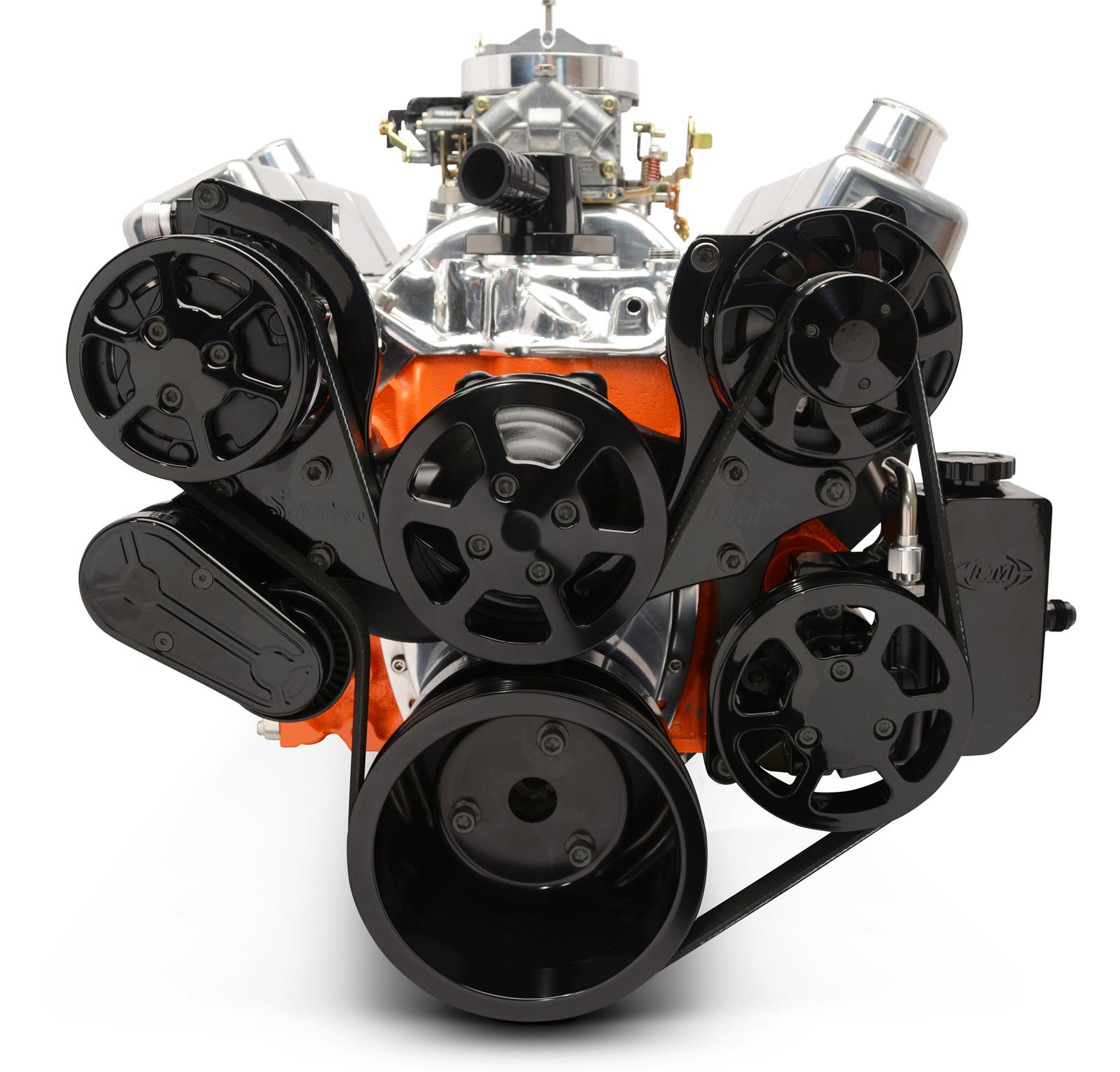 (image for) Pulley Kit,8 rib serpentine,Chevy Big SERP KIT RAVEN 8 RIB Color: Gloss Black Fusioncoat Finish