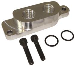 (image for) Oil Filter Adapter, Remote Mount, -10 AN Inlet, -10 AN Outlet, Billet Aluminum, Hardware, GM, LS Engine - Click Image to Close