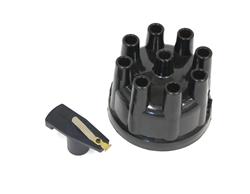 (image for) Distributor Cap and Rotor Kits, Flame-Thrower, Female/Socket, Black Cap, Clamp Down, Rotor, Brass Contact Terminal, Flame-Thrower, Ford, V8, Kit