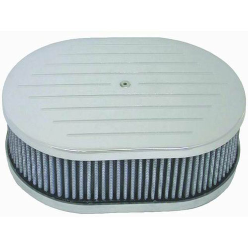 (image for) #R6110 Polished Aluminum 12" x 2" Oval Air Cleaner Set - Click Image to Close