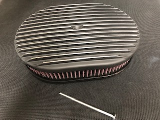 (image for) S6314BK 12" X 2" ALUMINUM OVAL AIR CLEANER KIT - (FULL FINNED)/ WASHABLE ELEMENT/ BLACK FINISH - Click Image to Close