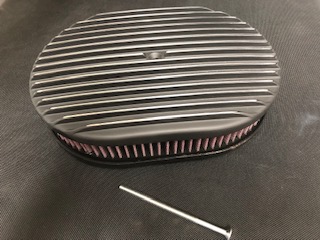 (image for) S6314BK 12" X 2" ALUMINUM OVAL AIR CLEANER KIT - (FULL FINNED)/ WASHABLE ELEMENT/ BLACK FINISH