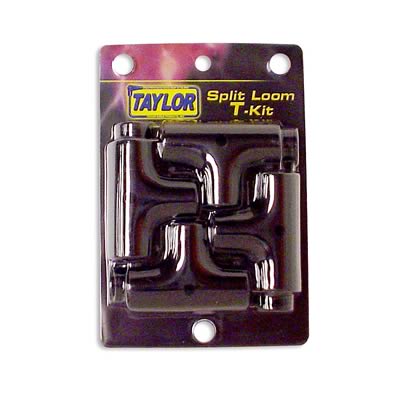 (image for) Convoluted Tubing, Split Loom T-Kit, Black, Accepts 1/4 in./3/8 - Click Image to Close
