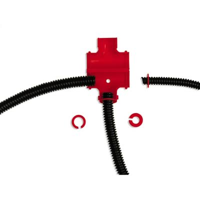 (image for) Convoluted Tubing, Split Loom T-Kit, red, Accepts 1/4 in./3/8 in