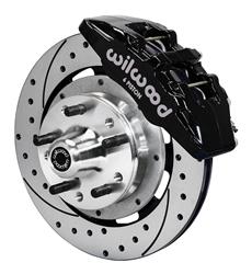 (image for) Disc Brakes, Front, Dynalite Pro, Cross Drilled/Slotted, 6-Piston Black Calipers, GM, Kit - Click Image to Close