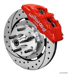 (image for) Disc Brakes, Front, Dynalite Pro, Cross Drilled/Slotted, 6-Piston Red Calipers, GM, Kit - Click Image to Close