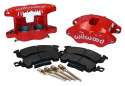 (image for) Brake Calipers, GM D52 Dual Piston, Aluminum, Red Powdercoated, Semi-metallic Pads, Front, Kit - Click Image to Close