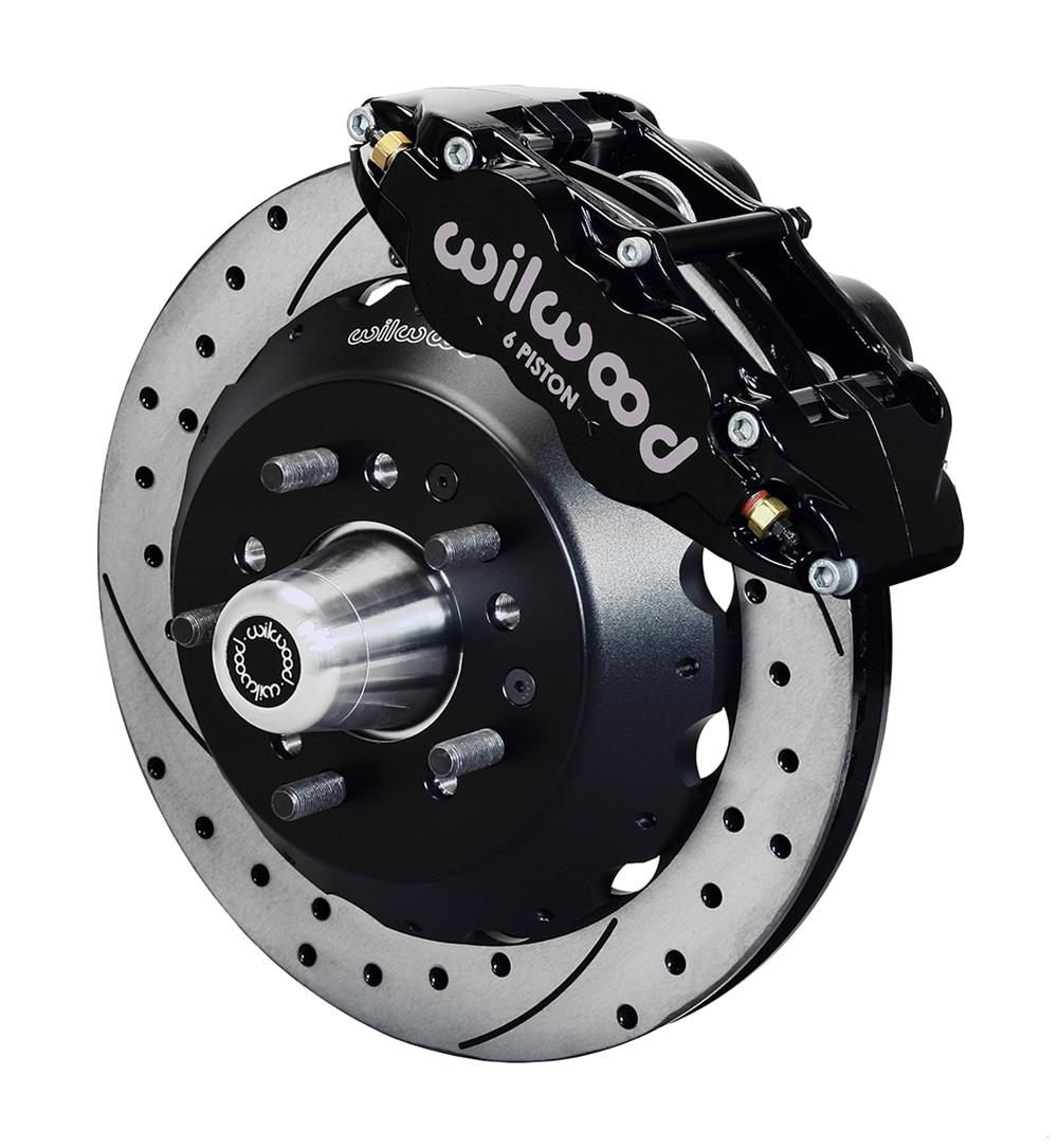 (image for) Disc Brakes, Forged Narrow Superlite 6R Big, Front, Cross-drilled/Slotted Rotors, Black Calipers, Ford, Kit