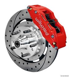 (image for) Disc Brake, Big Brake, Front, Cross Drilled Rotors, 6-piston Caliper, Red, Ford, Mercury, Kit