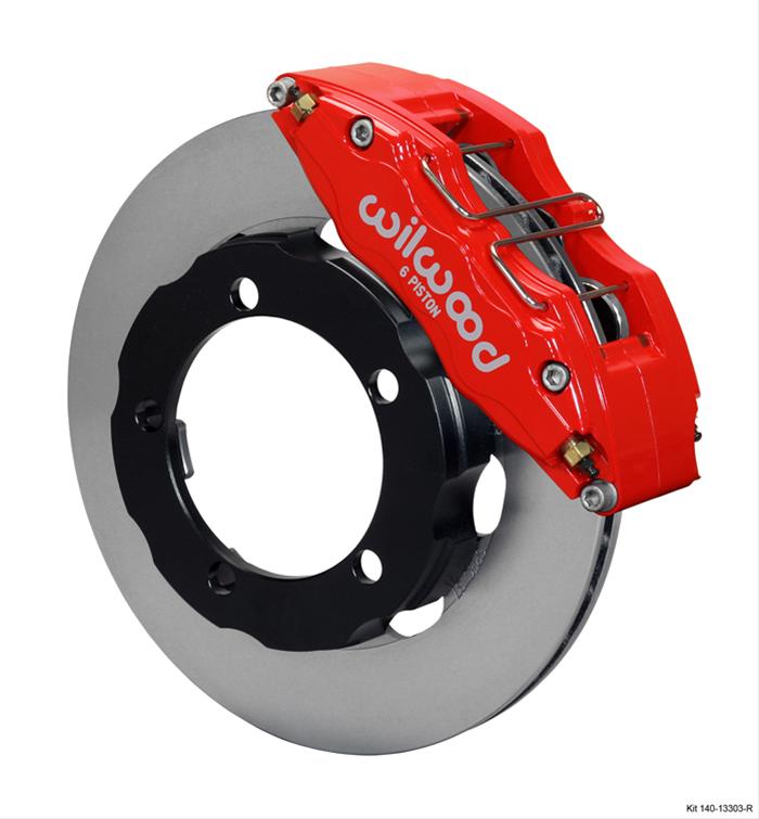 (image for) Disc Brakes, DynaPro 6 Big Brake, Front, Solid Surface Rotors, 6-piston Red Calipers, Ford, Kit